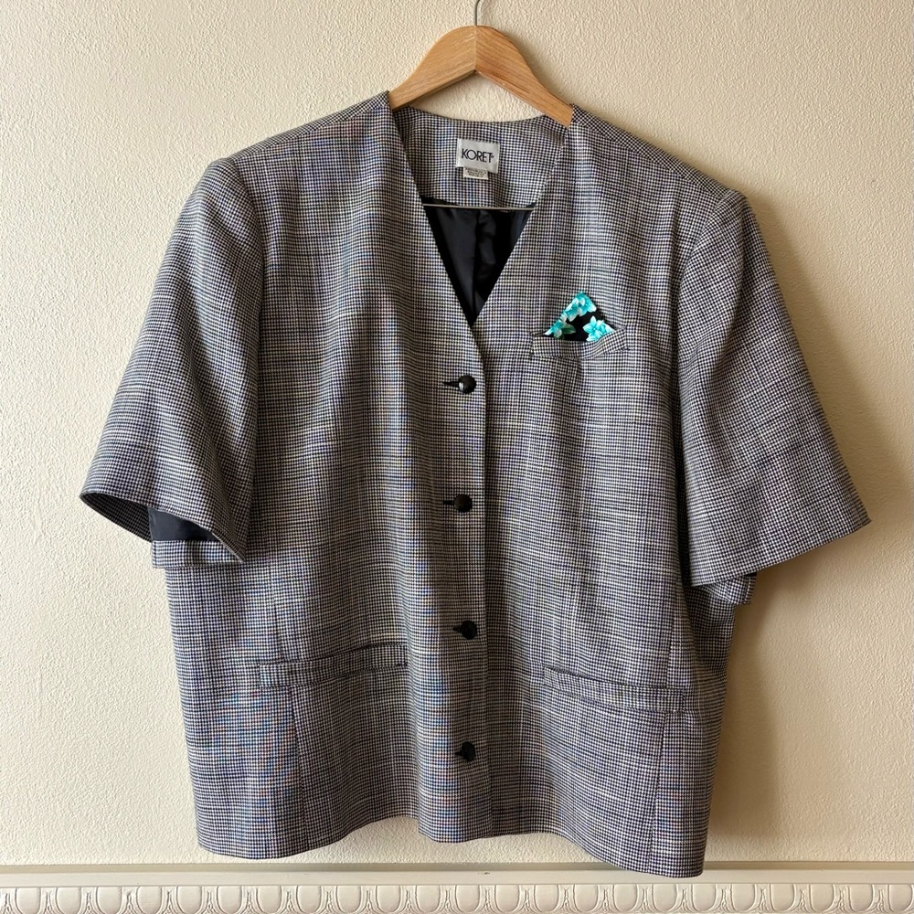 Vintage Koret short sleeve houndstooth blazer‎ top